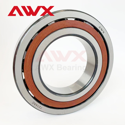SUJ2 Ceramic Balls Pressed Steel Cage Contact Angular Ball Bearing